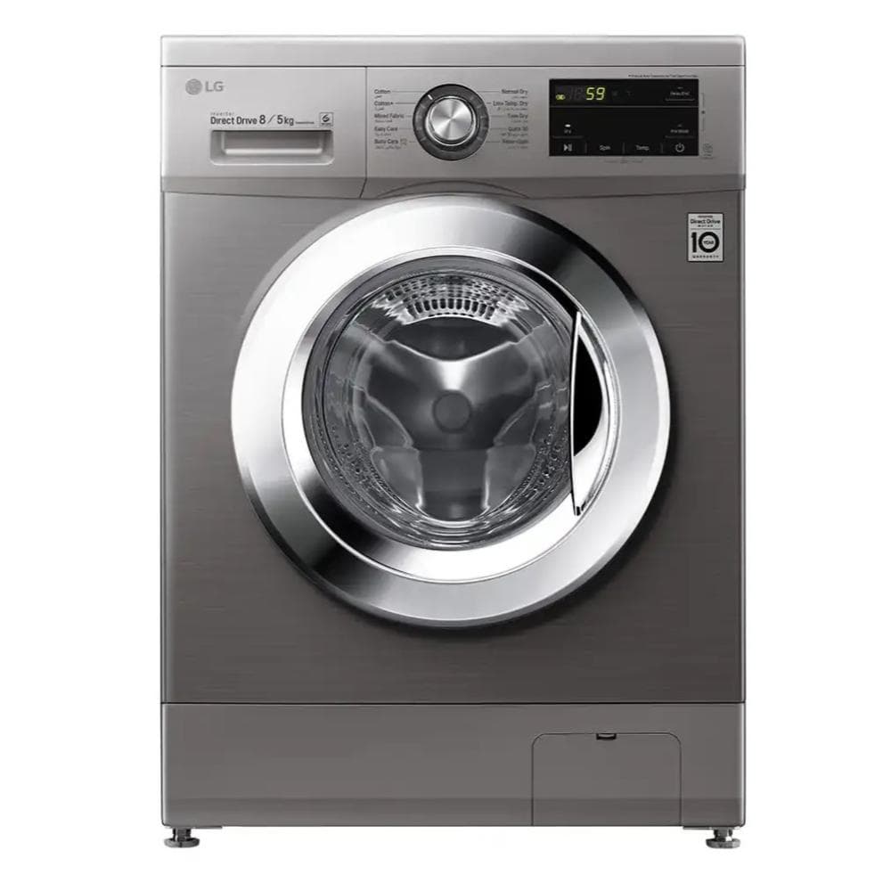 ال جي I غسالة أوتوماتيك تحميل أمامي مع مجفف، موتور انفرتر، 8 كجم - فضي، F4J3TMG5P