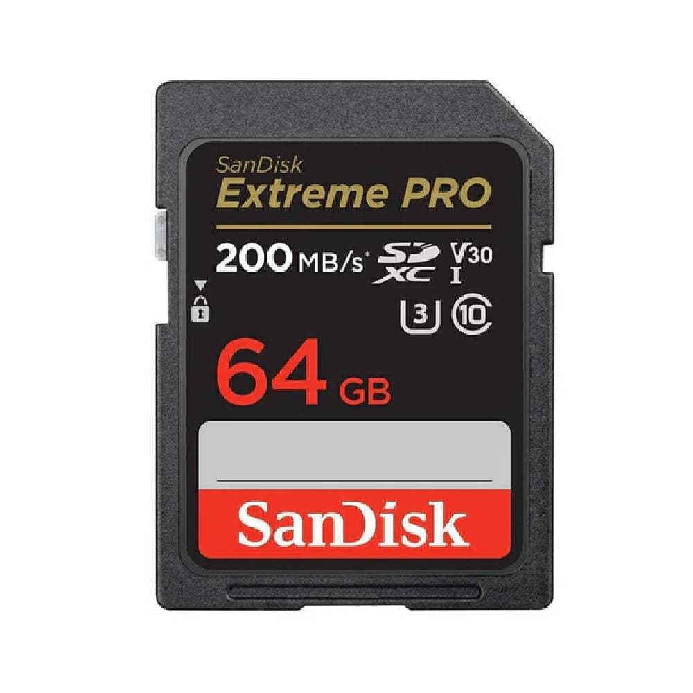 بطاقة سانديسك Extreme PRO SDXC UHS-I بسعة 64 جيجابايت بسرعة تصل إلى 200 ميجابايت/ثانية - أسود
